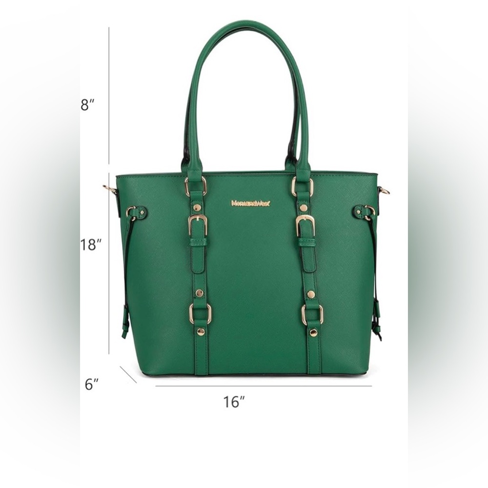 For Brandy New Montana West Green Large Tote - Picture 3 of 5